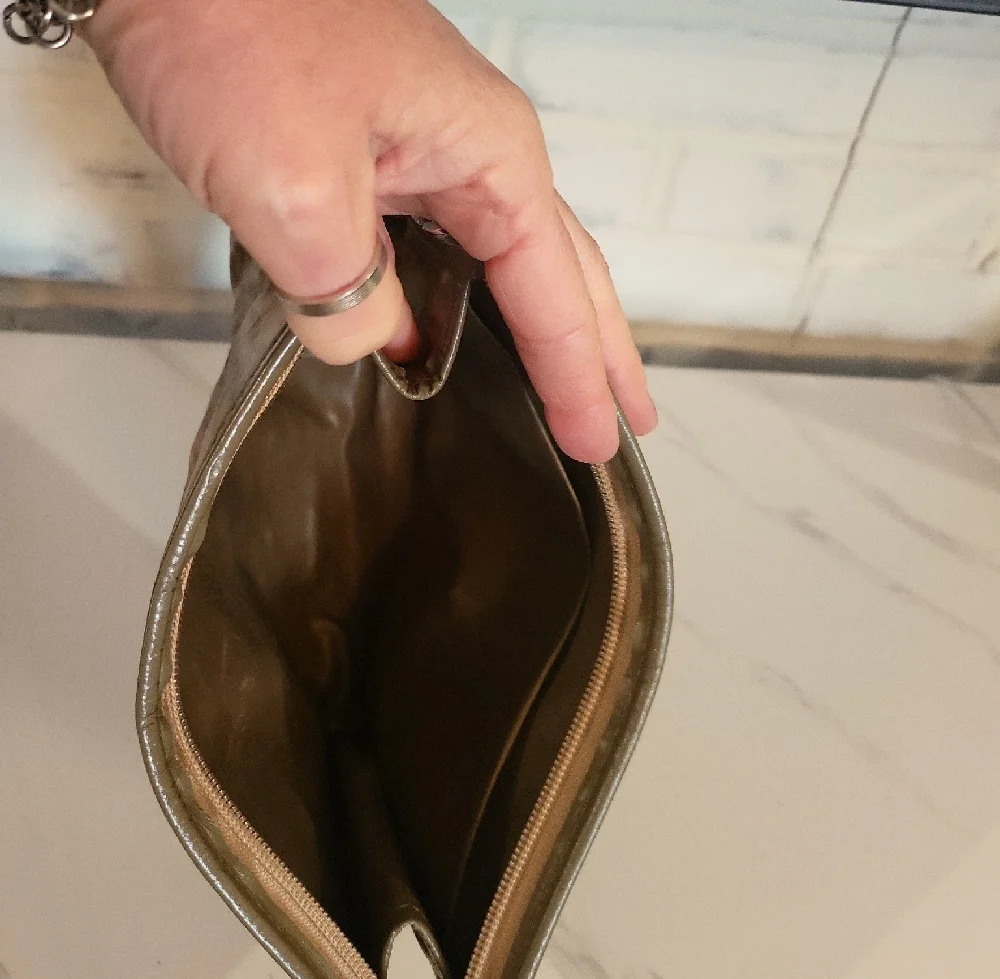 Fendi Gold and Brown Monogram Pouch